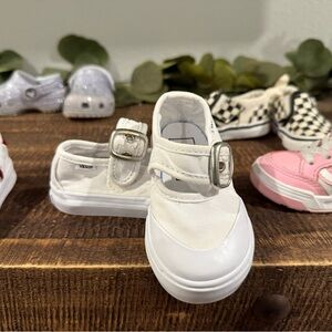 Vans White Kids Sneakers with Buckle